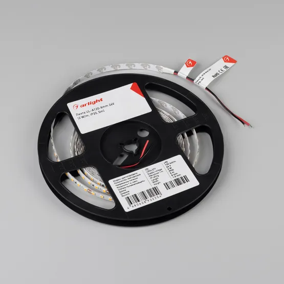Фото #2 товара Светодиодная лента UL-A120-8mm 24V White6000 (2 W/m, IP20, 5m) (Arlight, Открытый)