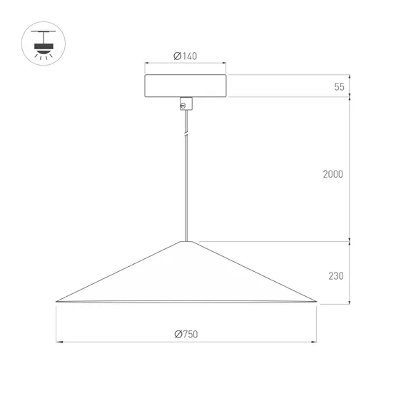 Фото #7 товара Светильник SP-MAKOTO-R750-14W Warm3000 (BK, 36 deg, 230V, TRIAC) (Arlight, IP20 Металл, 3 года)