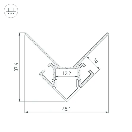 Фото #3 товара Профиль ARH-DECORE-S12-EXT-2000 ANOD внешний (Arlight, Алюминий)