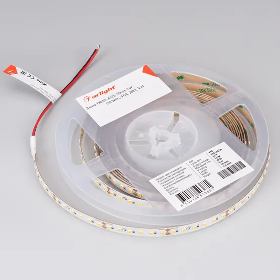 Фото #3 товара Светодиодная лента TWIST-A120-10mm 24V Warm3000 (10 W/m, IP20, 2835, 5m) (Arlight, Открытый)