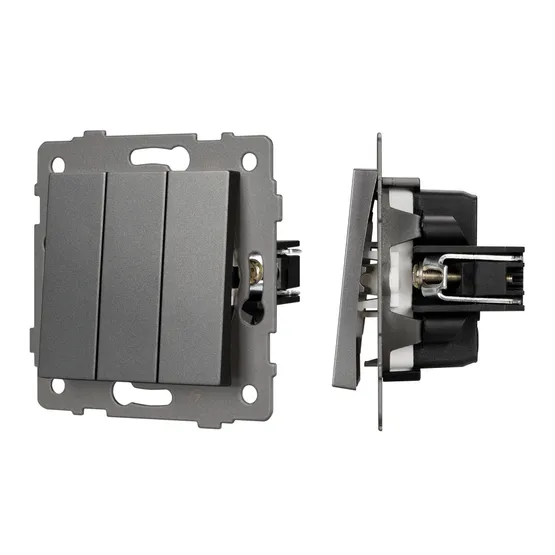 Фото #1 товара Механизм выключателя трехклавишный непроходной SWT-MK03-PL-GR-V (250V, 10A) (Arlight, -)