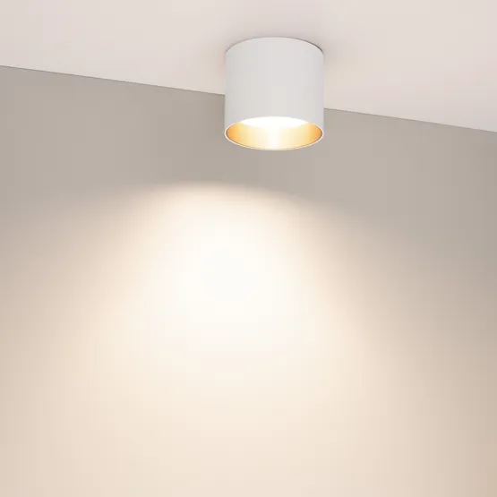 Фото #3 товара Светильник SP-BISCOTTO-R90-8W Warm3300-MIX (WH-GD, 80 deg, 230V) (Arlight, IP54 Металл, 5 лет)