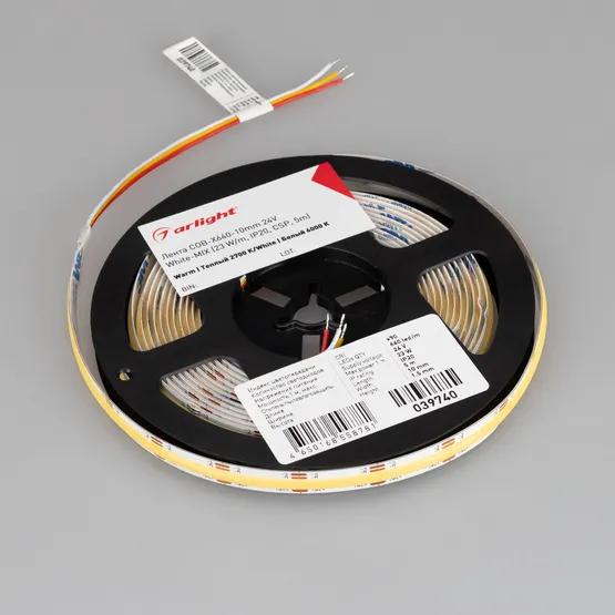 Фото #2 товара Светодиодная лента COB-X640-10mm 24V White-MIX (23 W/m, IP20, CSP, 5m) (Arlight, Изменяемая ЦТ)