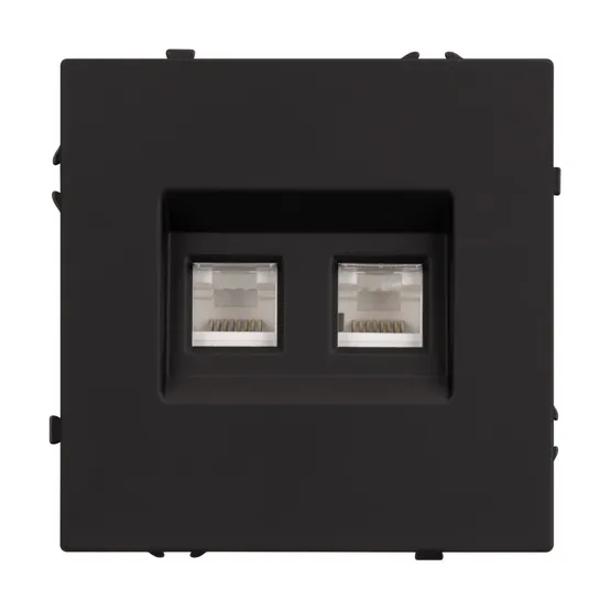 Фото #3 товара Механизм сдвоенной компьютерной розетки SCT-NOBE-MPC2-SFPL-BK (RJ-45, CAT6) (Arlight, Черный оникс)