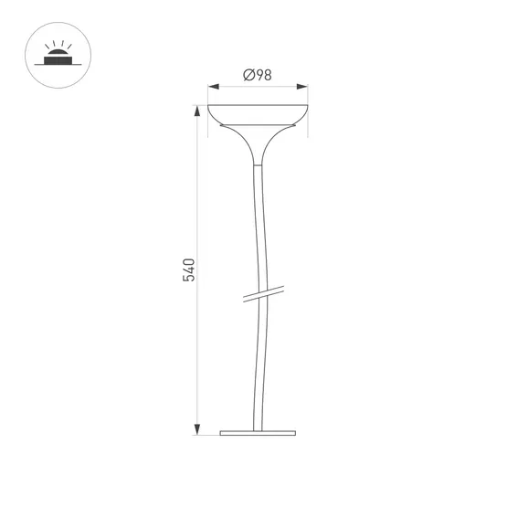 Фото #5 товара Светильник KT-MUCENA-BOLL-C-H540-4W Warm3000 (WH, 100 deg, 24V) (Arlight, IP65 Металл, 3 года)