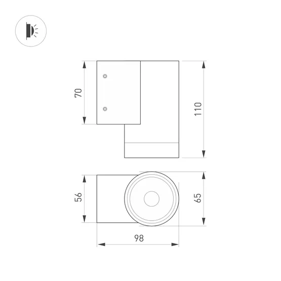Фото #5 товара Светильник LGD-RAY-WALL-R65-12W Warm3000 (GR, 6 deg, 230V) (Arlight, IP65 Металл, 3 года)