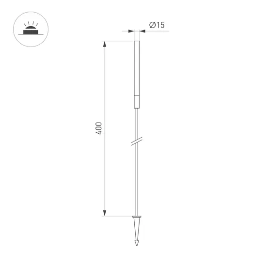 Фото #4 товара Светильник KT-CATALI-BOLL-H400-0.5W Warm3000 (BK, 160 deg, 24V) (Arlight, IP65 Металл, 3 года)