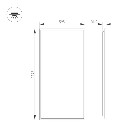 Фото #4 товара Светильник DL-TITAN-S600x1200-60W Day4000 (WH, 120 deg, CRI90, 230V) (Arlight, IP54 Металл, 5 лет)