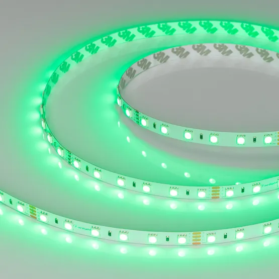 Фото #5 товара Светодиодная лента RT-B60-10mm 24V RGB (14.4 W/m, IP20, 5060, 5m) (Arlight, Открытый)