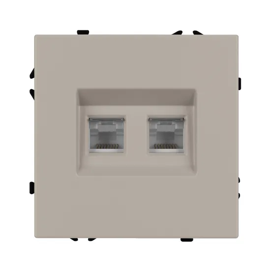 Фото #2 товара Механизм сдвоенной телефонной розетки SCT-NOBE-MTL2-SFPL-CA (RJ-11, 4C) (Arlight, Кашемир)