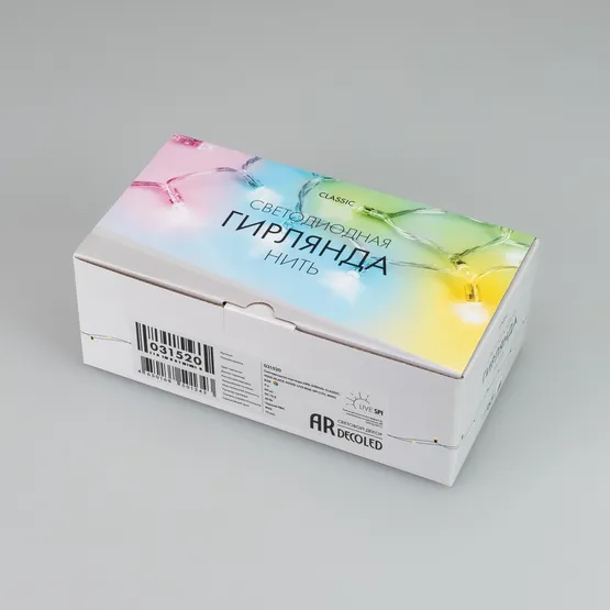 Фото #5 товара Светодиодная гирлянда ARD-STRING-CLASSIC-9000-BLACK-60LED-LIVE RGB-SPI (12V, 40W) (Ardecoled, IP65)