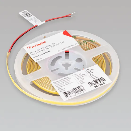 Фото #3 товара Светодиодная лента COB-X504-5mm 12V White6000 (6.5 W/m, IP20, CSP, 5m) (Arlight, -)