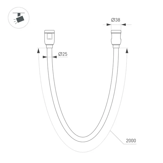 Фото #4 товара Светильник ART-APRIORI-TUBE-ELASTIC-R38-L2000-24W Warm3000 (OG, 360 deg, 48V) (Arlight, IP20 Металл, (Arlight, IP20 Металл, 3 года)