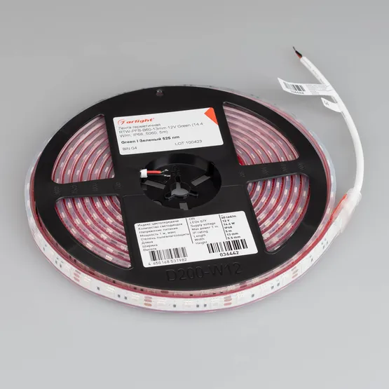 Фото #2 товара Светодиодная лента герметичная RTW-PFS-B60-13mm 12V Green (14.4 W/m, IP68, 5060, 5m) (Arlight, 14.4 Вт/м, IP68)