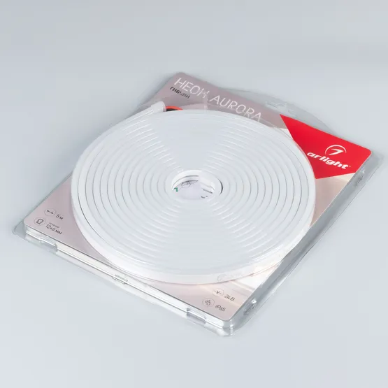 Фото #2 товара Светодиодная лента герметичная AURORA-PS-A120-12x6mm 24V Day4000 (10 W/m, IP65, 2835, 5m) (Arlight, Силикон, 2 года)