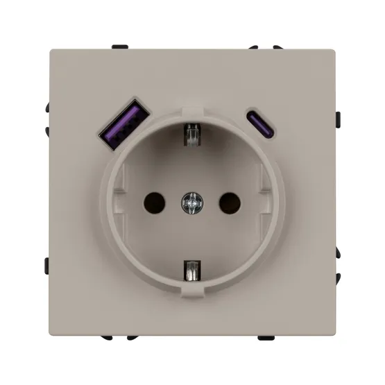 Фото #2 товара Механизм розетки с USB зарядкой SCT-NOBE-MUAC-SFPL-CA (230V, 16A) (Arlight, Кашемир)