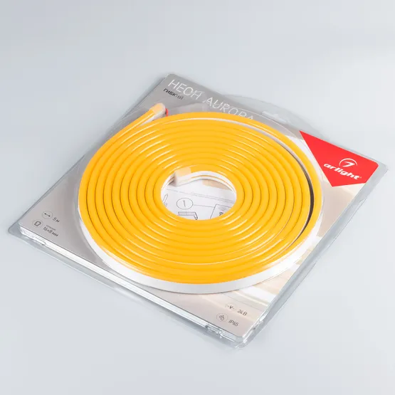 Фото #2 товара Светодиодная лента герметичная AURORA-PS-A120-16x8mm 24V Amber (10 W/m, IP65, 2835, 5m) (Arlight, Силикон, 2 года)
