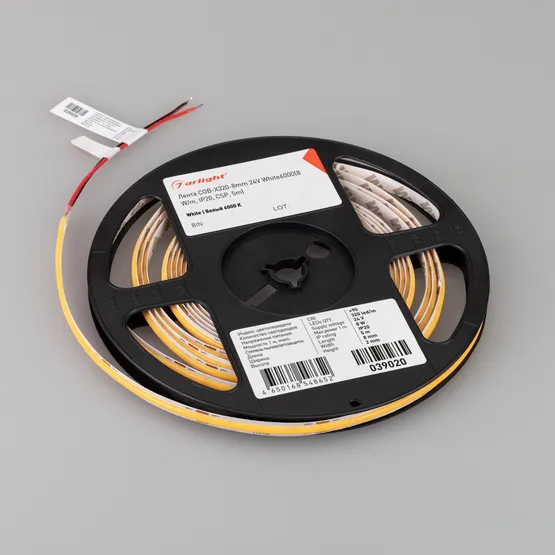 Фото #4 товара Светодиодная лента COB-X320-8mm 24V White6000(8 W/m, IP20, CSP, 5m) (Arlight, -)