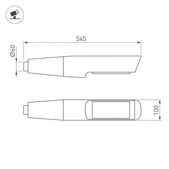 Фото #2 товара Светильник OXOR-NOXT-EMP-545x100-25W Day4000 (BK, 120 deg, 230V) IP65 (Arlight, -)