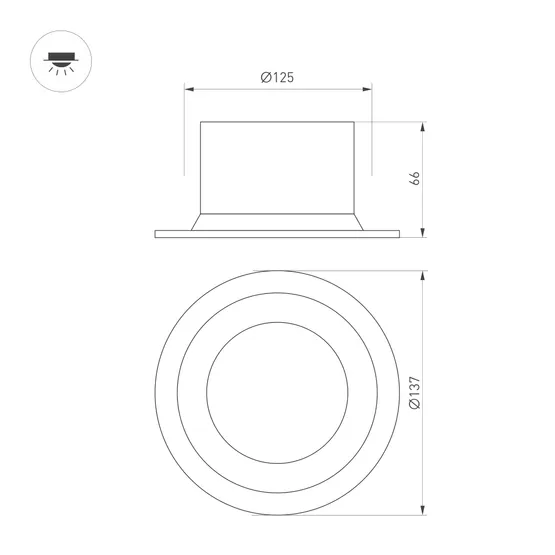 Фото #7 товара Светильник MS-DROP-BUILT-R137-24W Warm3000 (WH, 90 deg, 230V) (Arlight, IP54 Металл, 5 лет)