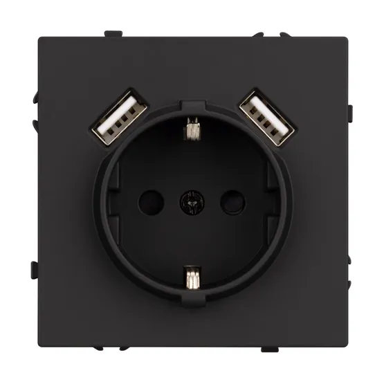 Фото #3 товара Механизм розетки с USB зарядкой SCT-NOBE-MUAA-SFPL-BK (230V, 16A) (Arlight, Черный оникс)