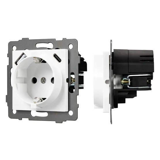 Фото #1 товара Механизм розетки с быстрой USB зарядкой SCT-MUAC-PL-WH-V (250V, 16A) (Arlight, -)