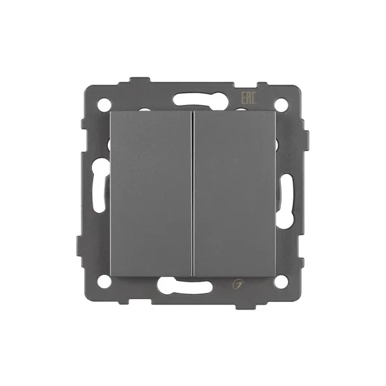 Фото #2 товара Механизм выключателя двухклавишный самовозвратный SWT-MKR2-PL-GR-V (250V, 10A) (Arlight, -)