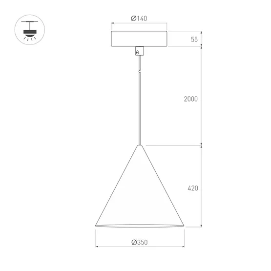 Фото #7 товара Светильник SP-MAKOTO-R350-14W Warm3000 (BK, 36 deg, 230V, TRIAC) (Arlight, IP20 Металл, 3 года)