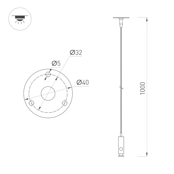 Фото #3 товара Подвес ALT-LARGO-HANG-L1000 (SL) (Arlight, IP20 Металл, 5 лет)
