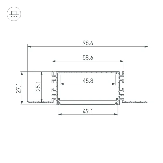 Фото #2 товара Профиль FANTOM-W49-2000 ANOD (Arlight, Алюминий)