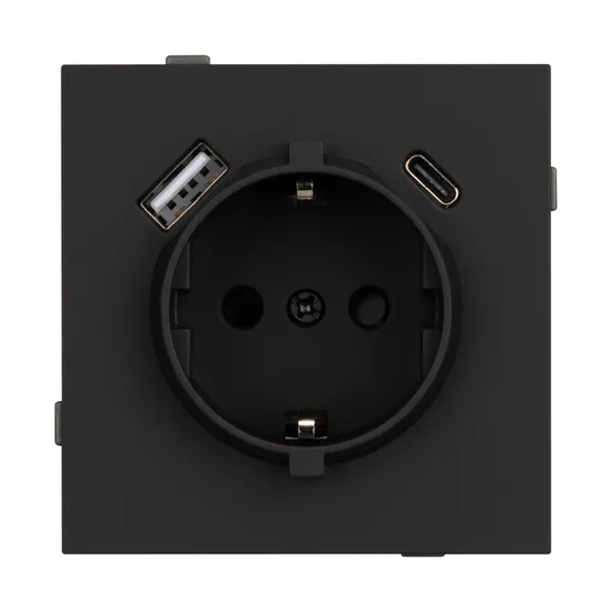 Фото #3 товара Механизм розетки с USB зарядкой SCT-TENDO-MUAC-SFPL-BK (230V, 16A) (Arlight, Матовый черный)