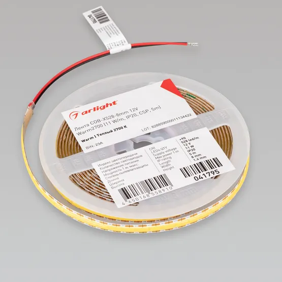 Фото #5 товара Светодиодная лента COB-X528-8mm 12V Warm2700 (11 W/m, IP20, CSP, 5m) (Arlight, -)