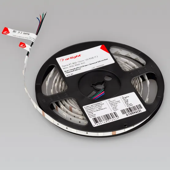 Фото #2 товара Светодиодная лента RT-B30-10mm 12V RGB (7.2 W/m, IP20, 5060, 5m) (Arlight, Открытый)