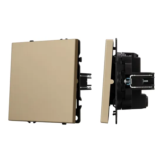 Фото #1 товара Механизм выключателя одноклавишный перекрёстный SWT-NOBE-MKX1-SFPL-GD (230V, 10A) (Arlight, Золотой песок)
