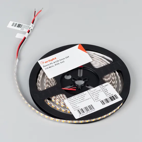 Фото #3 товара Светодиодная лента FC-A120-5mm 24V Warm3000-CX1 (10 W/m, IP20, 5m) (Arlight, резка 1 светодиод)