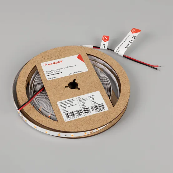 Фото #2 товара Светодиодная лента RT-A60-8mm 24V Carrot (4.8 W/m, IP20, 5m) (Arlight, -)