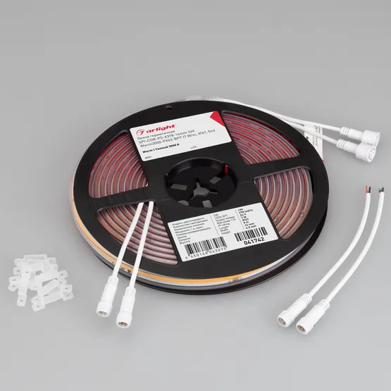 Фото #2 товара Светодиодная лента герметичная SPI-COB-PS-X378-14mm 24V Warm3000-PX63-BPT (7 W/m, IP67, 5m) (Arlight, бегущий огонь)