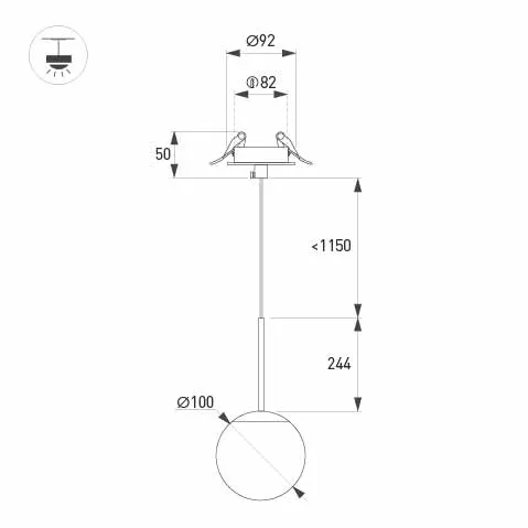 Фото #4 товара Светильник SP-BEADS-HANG-BUILT-T-R100-8W Warm3000 (BK-GD, 180 deg, 230V) (Arlight, IP20 Металл, 5 лет)