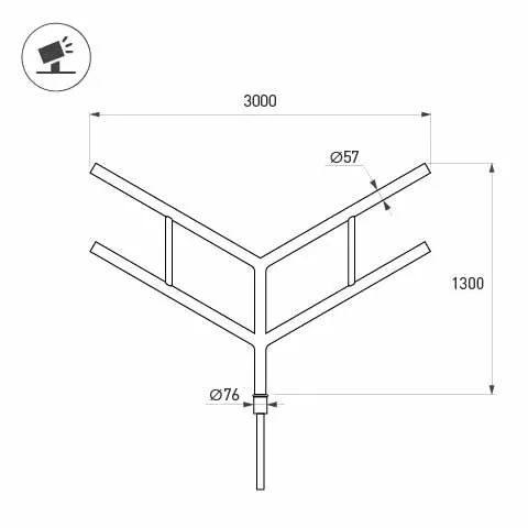 Фото #2 товара Кронштейн OXOR-SY4-3000x76-L1300 BLACK (Arlight, Сталь)