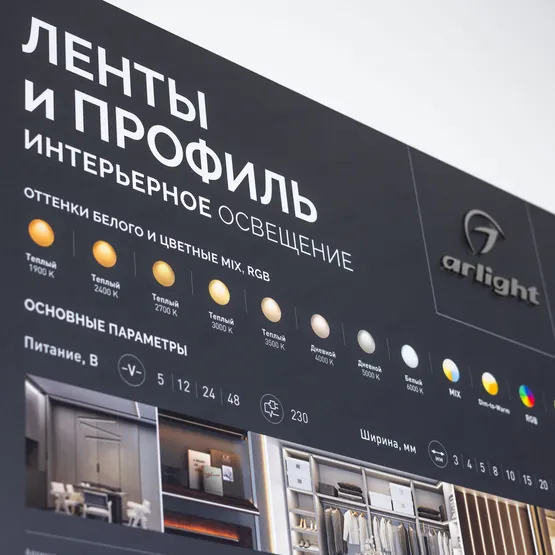 Фото #6 товара Стенд Ленты и Профиль RT-LUX-S1-1760x600mm (DB 3мм, пленка, подсветка) (Arlight, -)