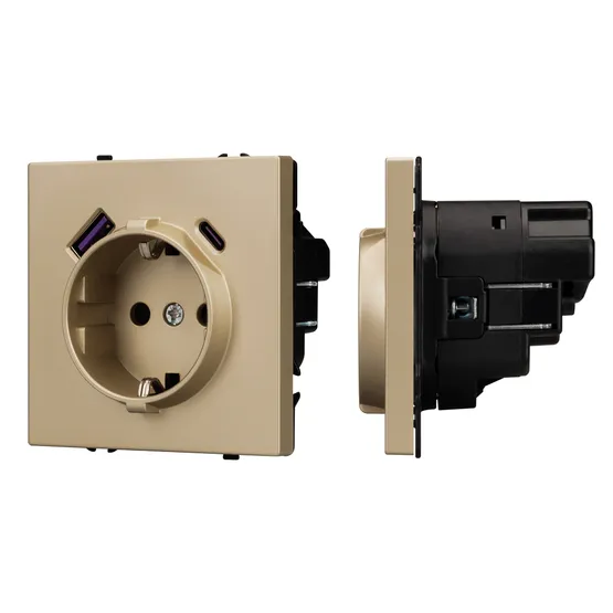 Фото #1 товара Механизм розетки с USB зарядкой SCT-NOBE-MUAC-SFPL-GD (230V, 16A) (Arlight, Золотой песок)