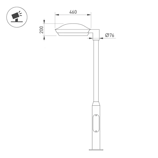 Фото #2 товара Светильник OXOR-ORNE-G1-460x200-35W Day4000 (BK, 120 deg, 230V) IP65 (Arlight, -)