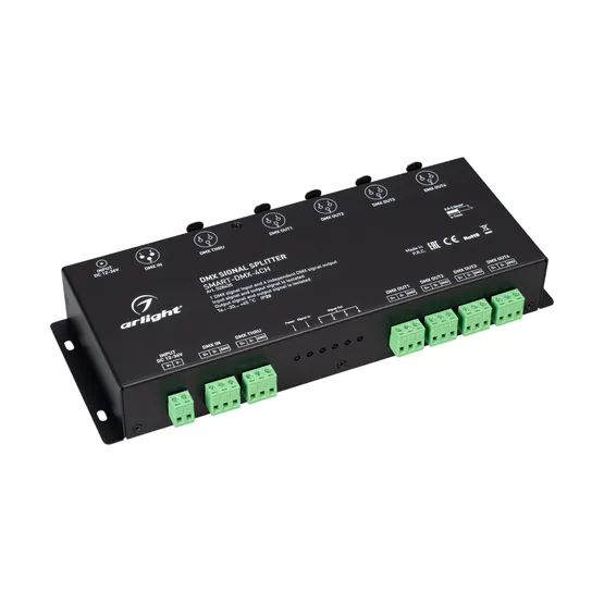 Фото #1 товара DMX-сплиттер SMART-DMX-4CH (12-36V, XLR3) (Arlight, IP20 Металл, 5 лет)