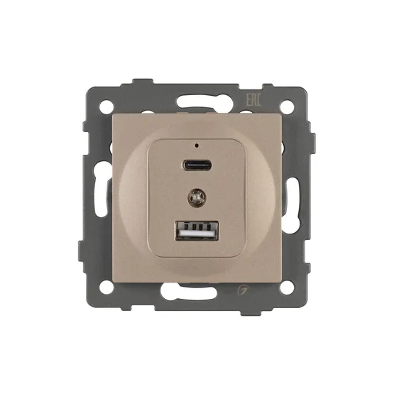 Фото #3 товара Механизм USB розетки SCT-MUAC-PL-GD-V (5V, 3A, QC4) (Arlight, -)