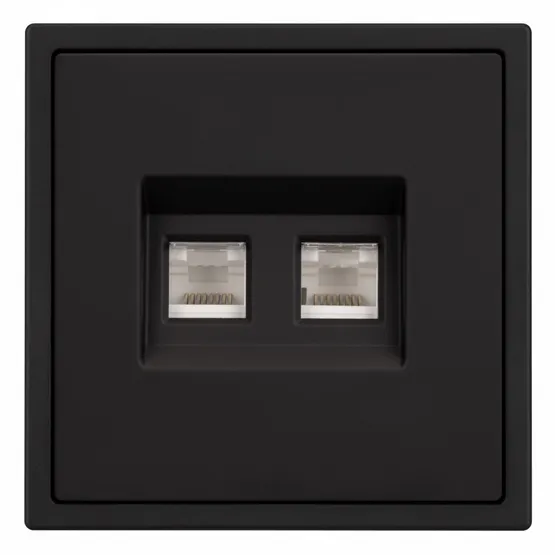 Фото #3 товара Механизм сдвоенной компьютерной розетки SCT-NOBE-MPC2-SFPL-BK (RJ-45, CAT6) (Arlight, Черный оникс)