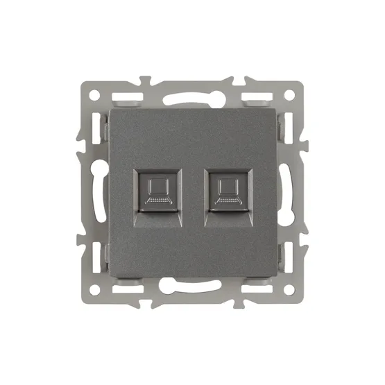 Фото #2 товара Механизм компьютерной розетки двойной SCT-MPC2-PL-GR (RJ-45, CAT6) (Arlight, -)